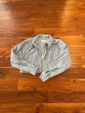 Aritzia TNA Cropped Light Blue Corduroy Jacket
